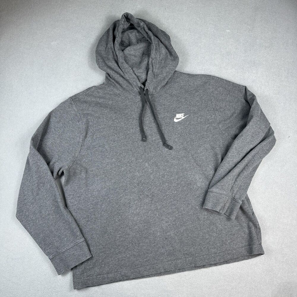 Nike Hoodie Mens Large Gray Pullover Sweatshirt Sportswear Club Jersey